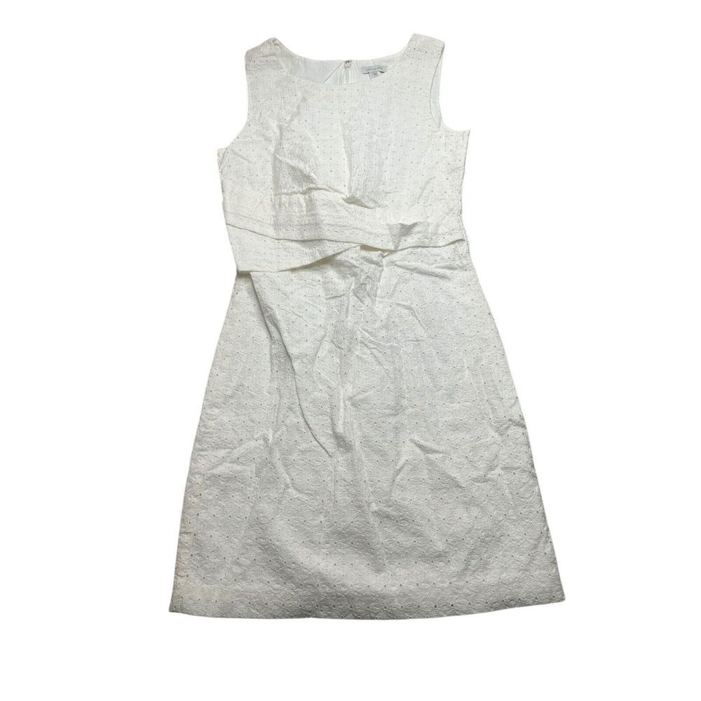 Garnet Hill Womens 6 White Sleeveless Eyelet Cotton Dress Lined Romantic‎ Fairy